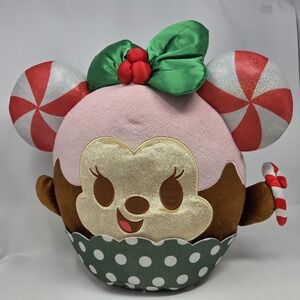 Disney Munchlings Minnie Mouse Christmas Peppermint Cupcake Large Plush 15" EUC